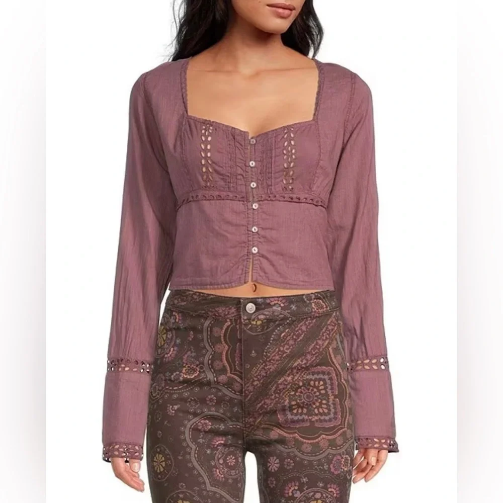 NWOT Free People Roan Roug Joi Woven Square Neck Top